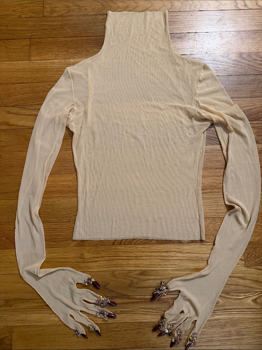 GDDSS of Antwerp Handmade High-Neck Long SleeveTop with Embellished Hands